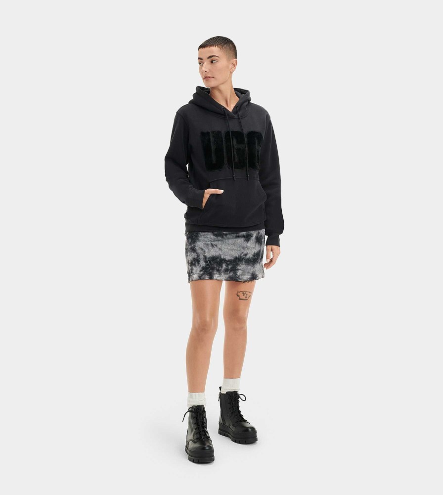 Women UGG RTW Collection | Rey Fuzzy Logo Hoodie Black