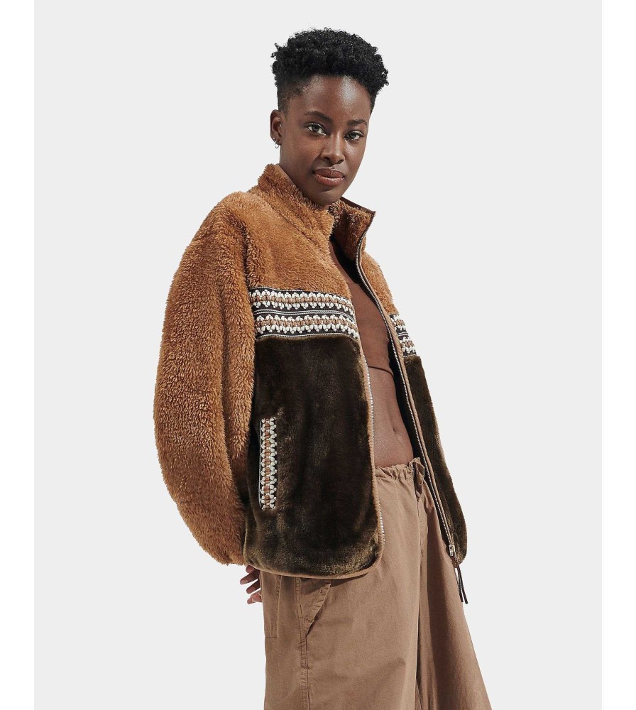 Women UGG RTW Collection | Marlene Sherpa Jacket H Braid Chestnut Heritage Braid Ii