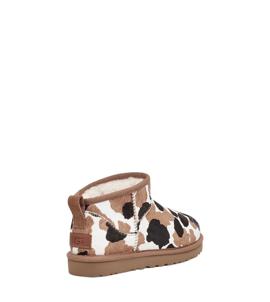 Women UGG Classic Boots | Classic Ultra Mini Cow Print Chestnut