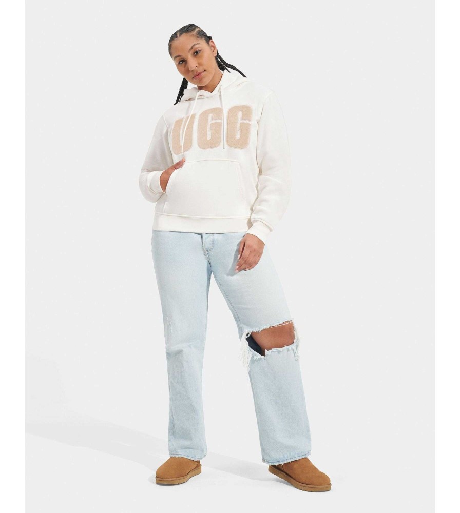 Women UGG RTW Collection | Rey Uggfluff Logo Hoodie Nimbus / Sand