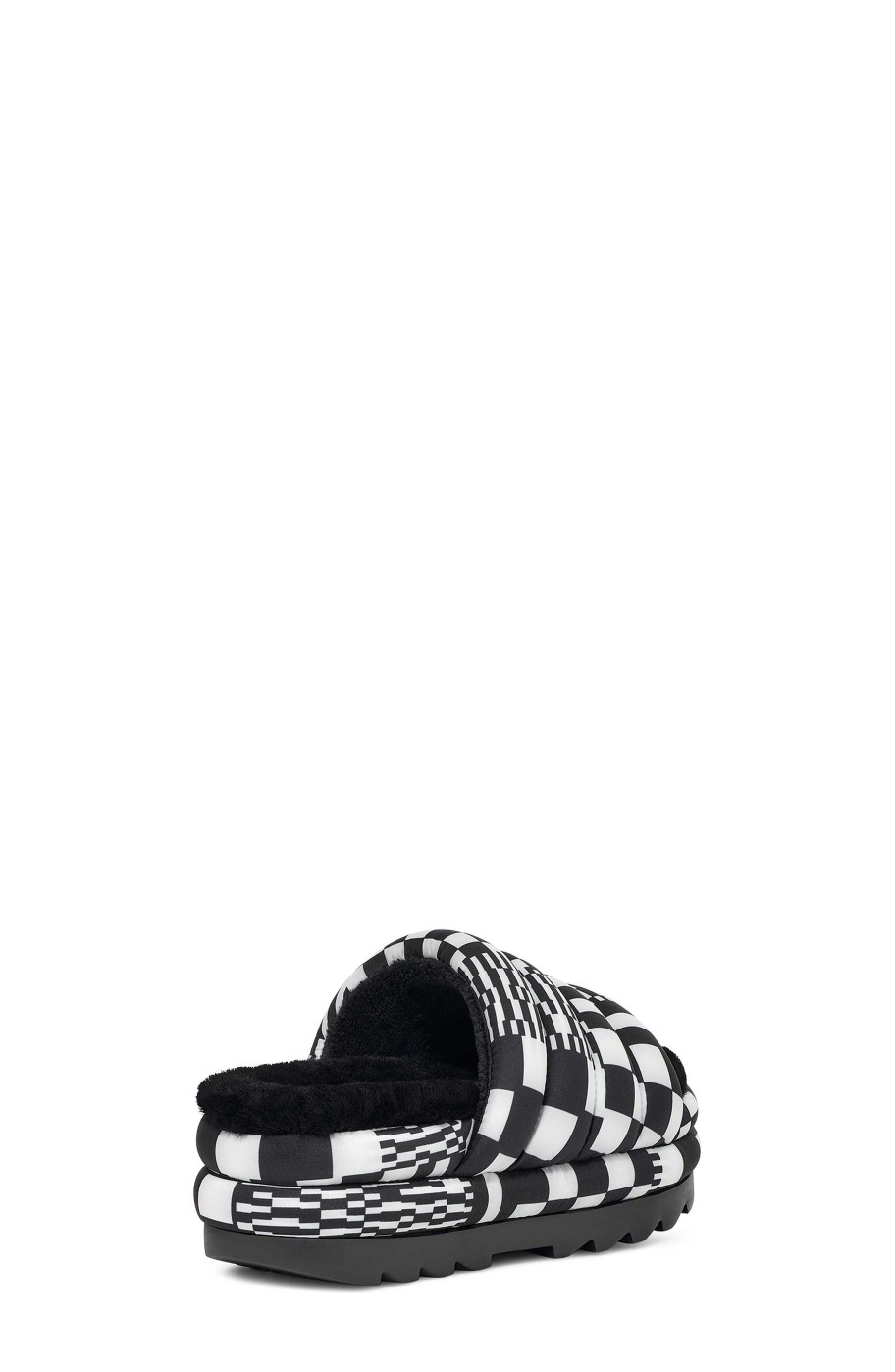 Women UGG Slippers | Puft Slide Checks,Ugg Black / White