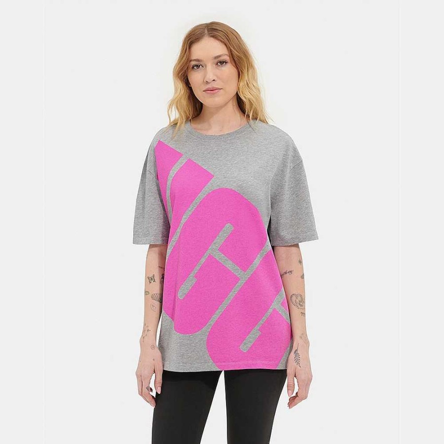 Women UGG RTW Collection | Jacqueline Logo Tee Grey Heather / Taffy Pink