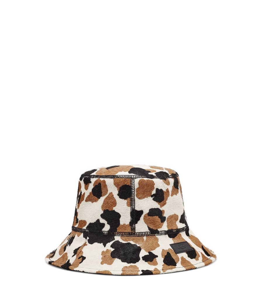 Women UGG Accessories | Calf Hair Printed Buckehat Chestnut Cow