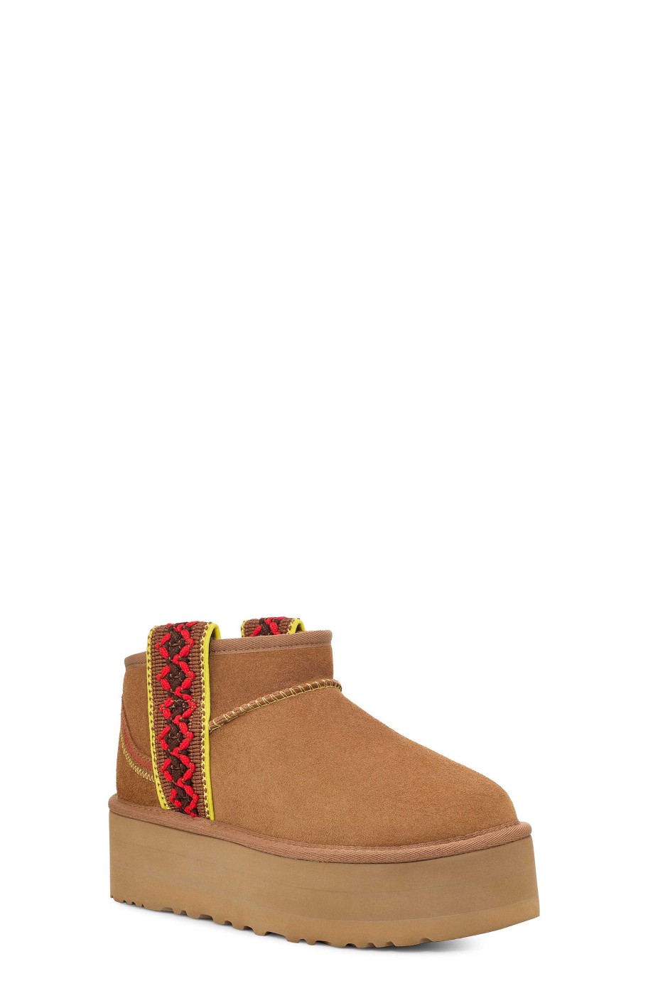 Women UGG Classic Boots | Classic Ultra Mini Braid Pla Chestnut