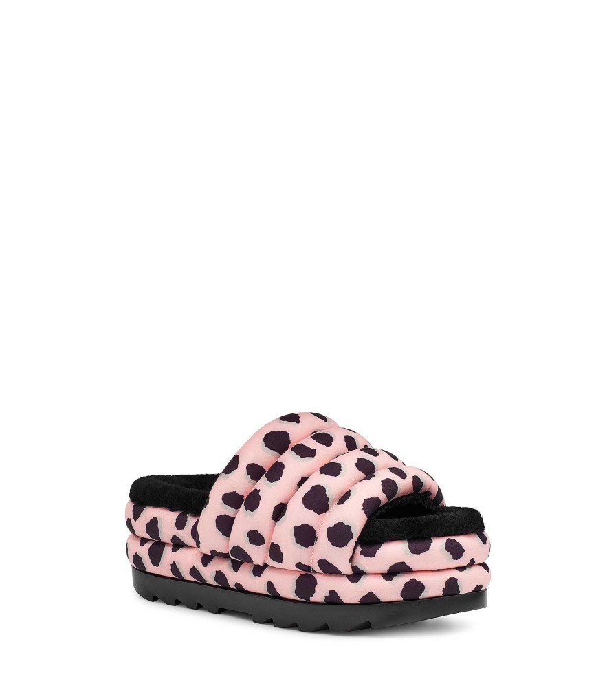 Women UGG Sandals & Slides | Maxi Slide Cheetah Print Pink Scallop