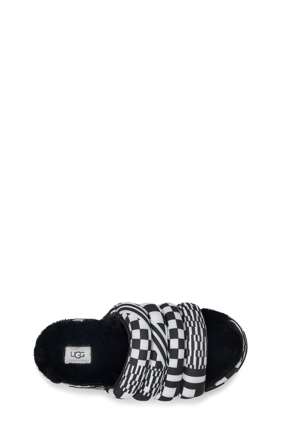 Women UGG Slippers | Puft Slide Checks,Ugg Black / White